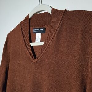 Jones New York Women's V-Neck Sweater in Rich Rust Brown